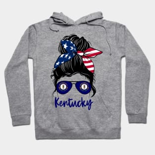 Kentucky girl Messy bun , American Girl , Kentucky Flag Hoodie